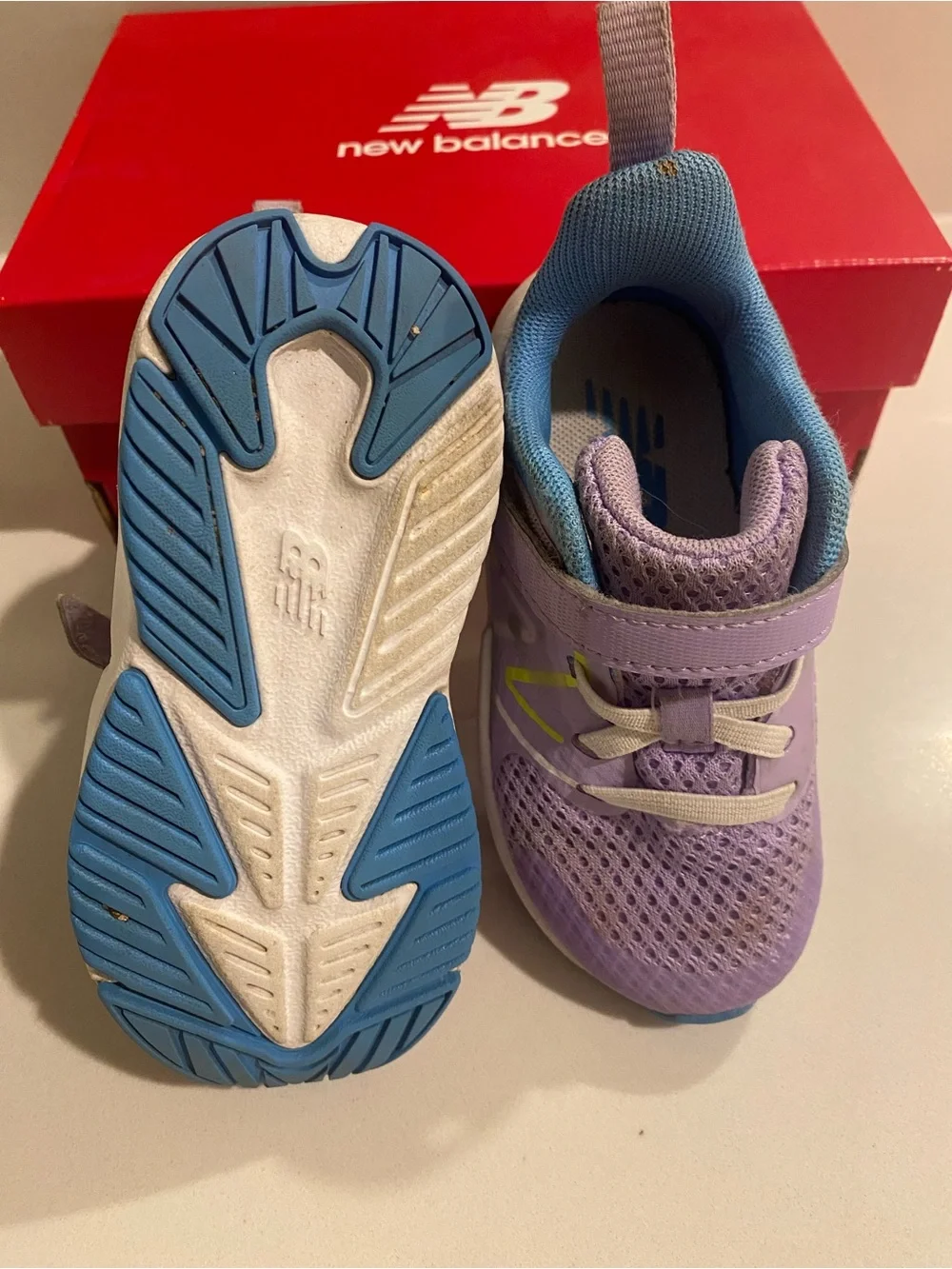 New Balance Kids Lavender and Blue Hook-and-Loop Sneakers